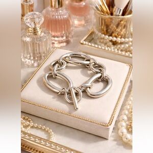 Vintage Silver Toggle Chain Bracelet